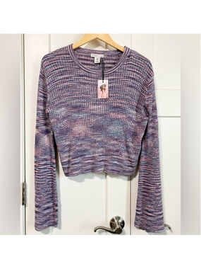Sincerely Jules long bell sleeve NWT lightweight stripe sweater purple pink blue